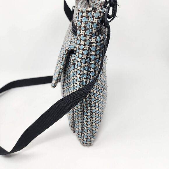 KAVU Keeper Crossbody Messenger Shoulder Bag Tweed Multi Pocket Blue White Black - Picture 7 of 15